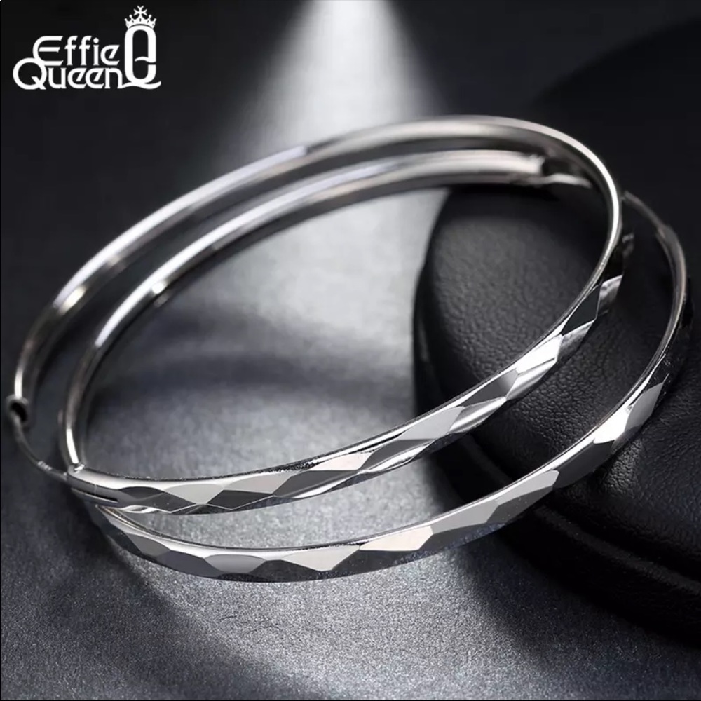 New big hoop silver earrings women’s ear rings - Picture 3 of 4